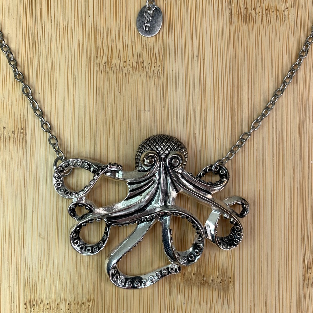 Silver plated octopus necklace